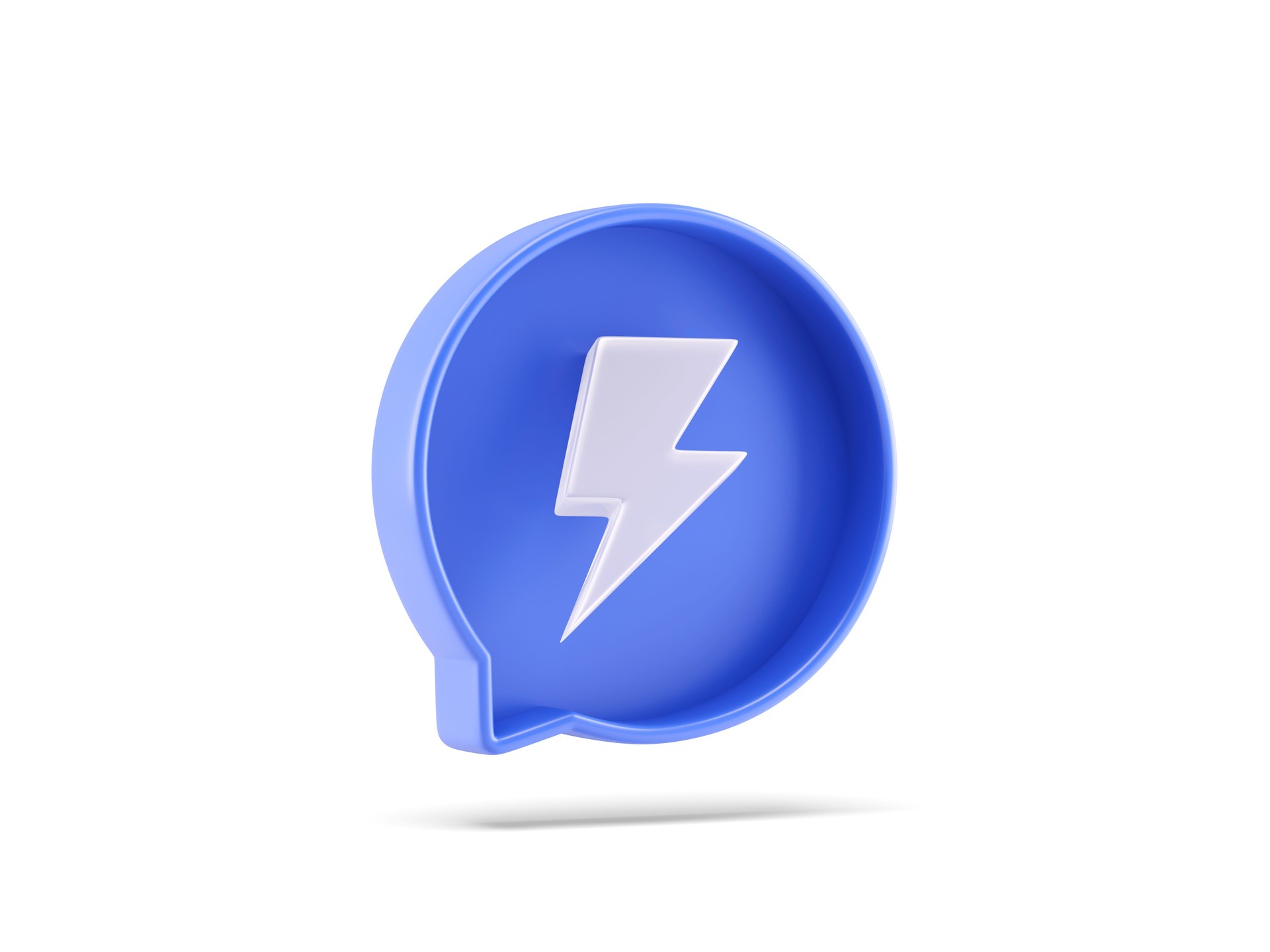 Blue speech bubble with thunderbolt icon